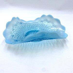 Antique EAPG Jefferson Blue Opalescent Glass Many Loops Dish Platter